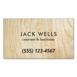 Tarjeta De Visita Magnética Carpintero simple de grano de madera clara y autoc