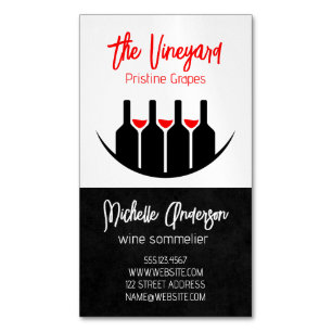 Tarjeta De Visita Magnética Catas de Vino Botellas y Copas