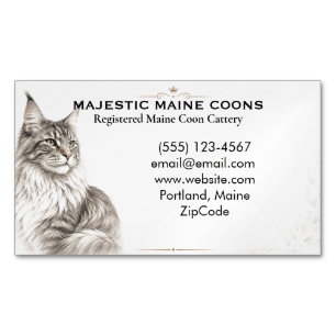 Tarjeta De Visita Magnética Cattery de Maine Coon elegante personalizable