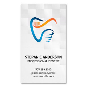 Tarjeta De Visita Magnética Cepillo de dientes y logotipo de diente   Dental