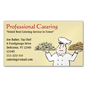 Tarjeta De Visita Magnética Chef de Catering Sosteniendo Aperitivos
