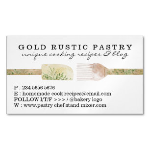 Tarjeta De Visita Magnética chef de pastelería panadería Bloguero de cocina re