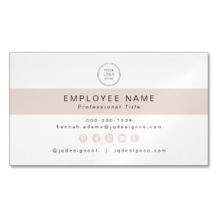 Tarjeta De Visita Magnética Chic Femenino Rosa Rubor Negocio Pequeño