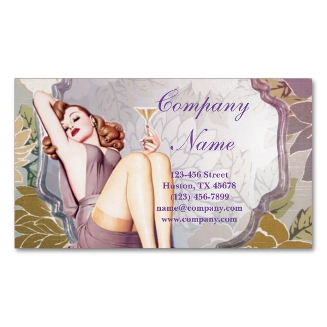 Tarjeta De Visita Magnética chica Hair Makeup Artista Cosmetólogo (Anverso)