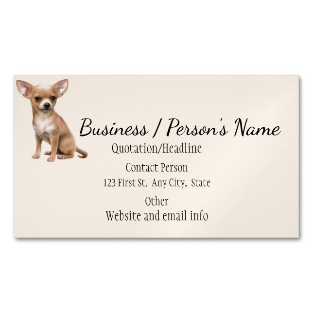 Tarjeta De Visita Magnética Chihuahua Perro Mascota Animal Logo Animal Persona (Anverso)