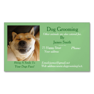 Tarjeta De Visita Magnética cita de servicios de cuidado de perros Grooming y 