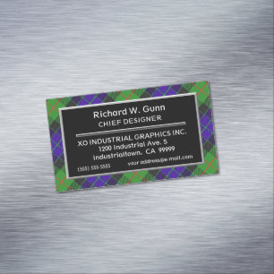 Tarjeta De Visita Magnética Clan de acento escocés Gunn Tartán