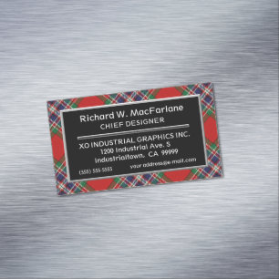 Tarjeta De Visita Magnética Clan de acento escocés MacFarlane Tartán