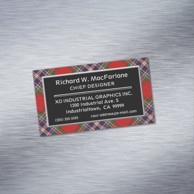 Tarjeta De Visita Magnética Clan de acento escocés MacFarlane Tartán (In Situ)