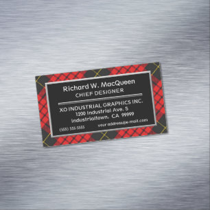 Tarjeta De Visita Magnética Clan de acento escocés MacQueen Tartán