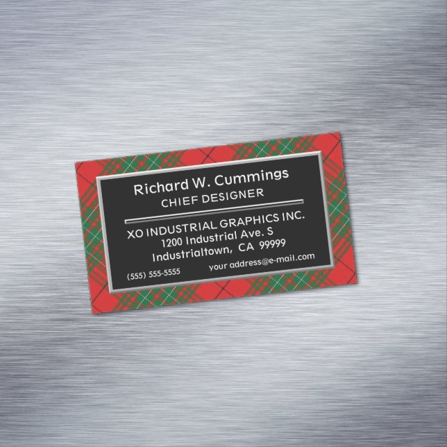 Tarjeta De Visita Magnética Clan de acento escocés Tartán rojo (In Situ)