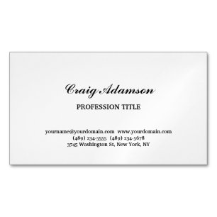 Tarjeta De Visita Magnética Clásico Elegante Plata Simple Minimalista