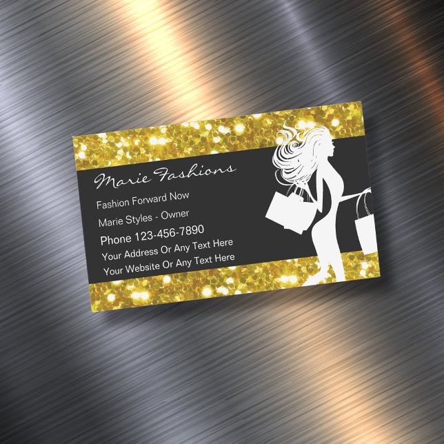 Tarjeta De Visita Magnética Clásico Glitzy Fashion Business Card Magnets (Subido por el creador)