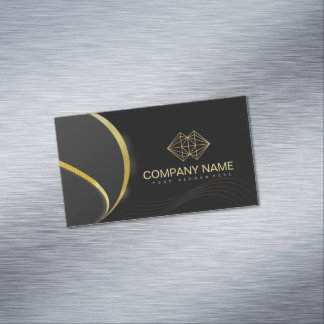 Tarjeta De Visita Magnética Clásico Profesional Elegante Oro Negro