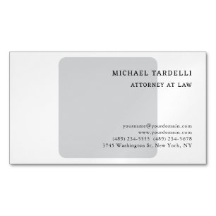 Tarjeta De Visita Magnética Clásico Profesional Minimalista Blanco Gris