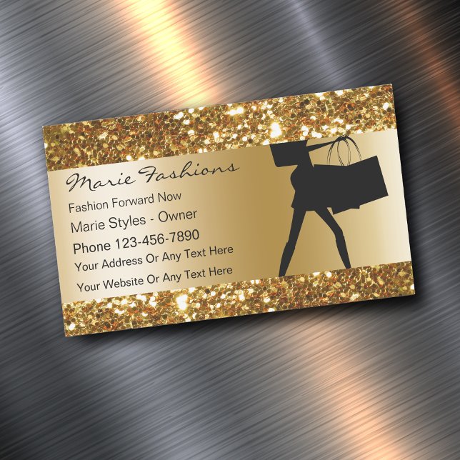 Tarjeta De Visita Magnética Classy Glitzy Fashion (Classy Fashion Magnetic Business Cards)