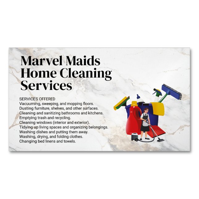 Tarjeta De Visita Magnética Cleaning Lady Mopping | Bucket Cleaning Equipment (Anverso)
