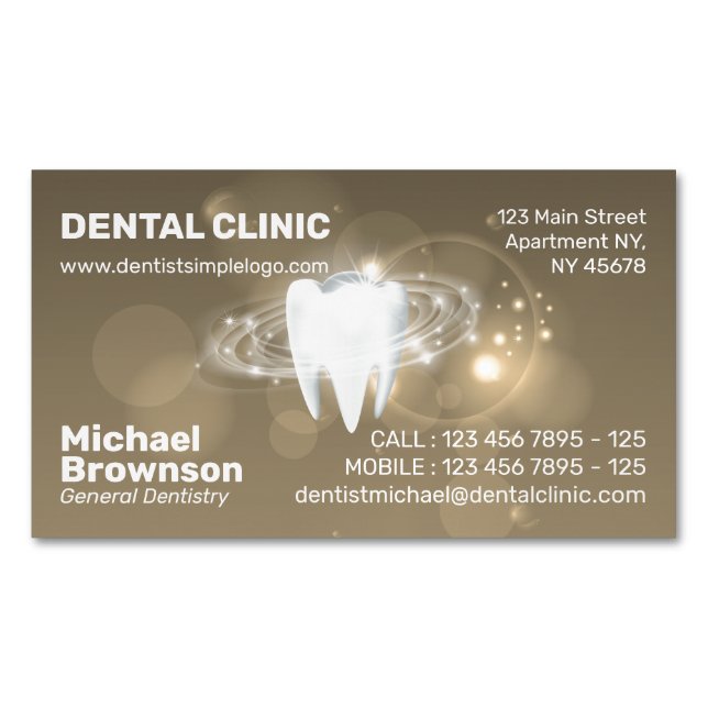 Tarjeta De Visita Magnética Clínica dental Dentista Sencillo Dientes Whitening (Anverso)