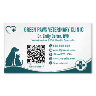 Tarjeta De Visita Magnética Clínica Veterinaria Personalizada Moderna