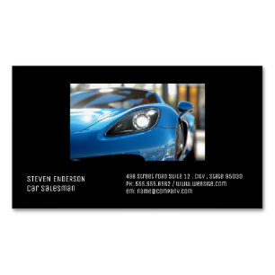Tarjeta De Visita Magnética Coche deportivo azul Primer plano