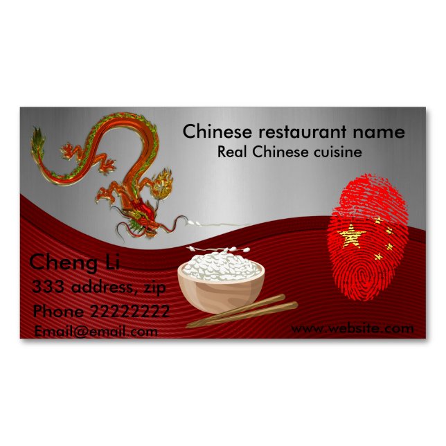 Tarjeta De Visita Magnética Cocina china (Anverso)