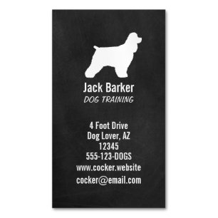 Tarjeta De Visita Magnética Cocker Spaniel Silhouette Perro Raza Vertical