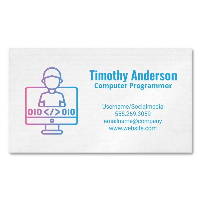 Tarjeta De Visita Magnética Codificación | Ingeniero de software (Anverso)