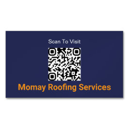Tarjeta De Visita Magnética Código QR Contratista de Techos Azul Dorado Blanco