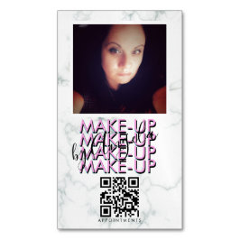 Tarjeta De Visita Magnética Código QR de la sala de maquillaje de mármol Foto 