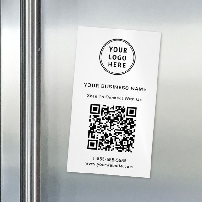 Tarjeta De Visita Magnética Código QR de logotipo moderno (Capture attention, make connections, and leave a lasting impression with our QR code business magnet)