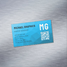 Tarjeta De Visita Magnética Código QR de patrón de malla geométrica con gradie