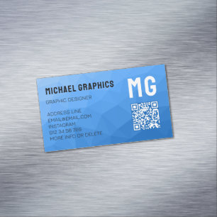 Tarjeta De Visita Magnética Código QR de patrón de malla geométrica con gradie