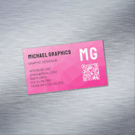 Tarjeta De Visita Magnética Código QR de patrón de malla geométrica con gradie