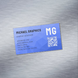Tarjeta De Visita Magnética Código QR de patrón de malla geométrica con gradie