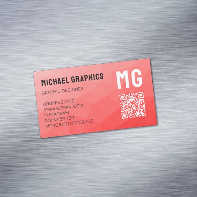 Tarjeta De Visita Magnética Código QR de patrón de malla geométrica con gradie (In Situ)