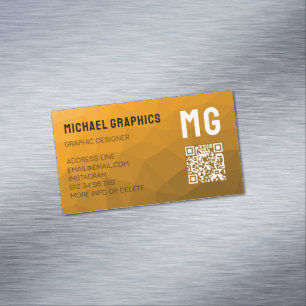 Tarjeta De Visita Magnética código QR de patrón de malla geométrica de gradien