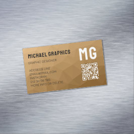 Tarjeta De Visita Magnética Código QR de patrón de malla geométrica marrón