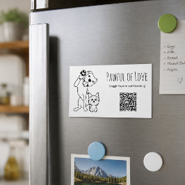 Tarjeta De Visita Magnética Código QR de Servicios de Mascotas Minimalista