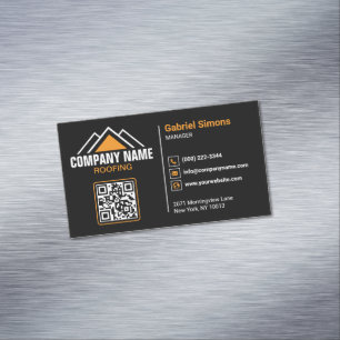 Tarjeta De Visita Magnética Código QR de techado naranja minimalista del edifi