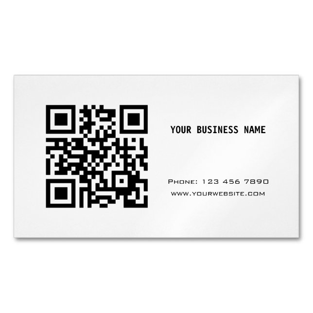 Tarjeta De Visita Magnética Código QR en blanco y negro (Anverso)