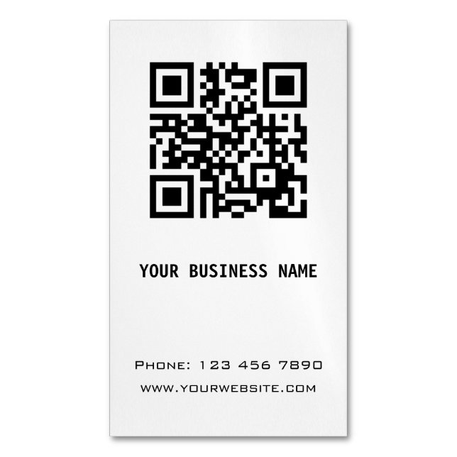 Tarjeta De Visita Magnética Código QR en blanco y negro (Frente vertical)