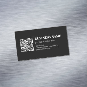 Tarjeta De Visita Magnética Código QR personalizado y texto retro-moderno edit