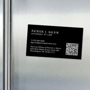 Tarjeta De Visita Magnética Código QR profesional mínimo negro