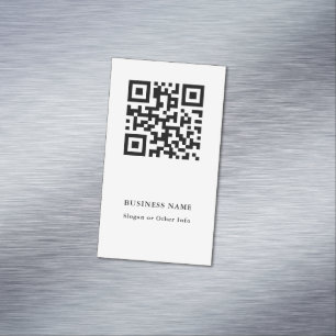 Tarjeta De Visita Magnética Código QR simple en blanco y negro