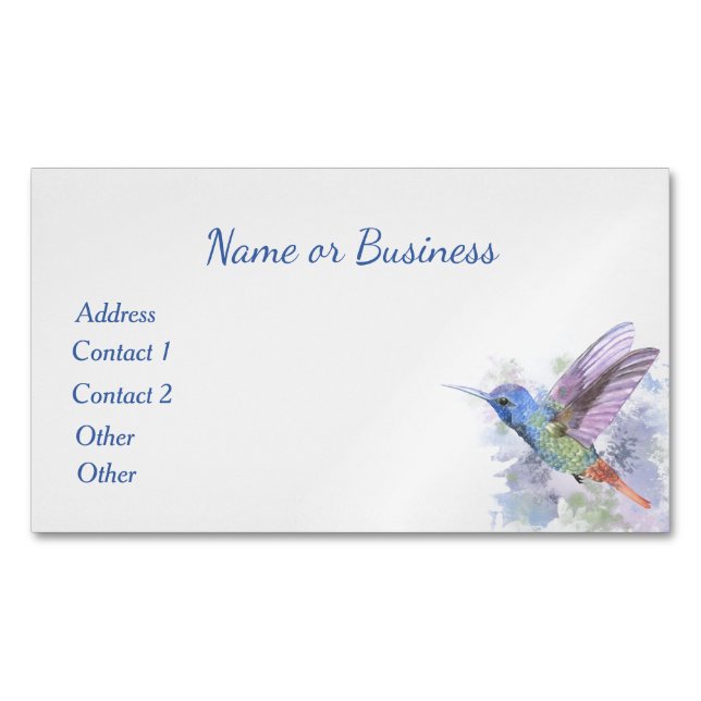Tarjeta De Visita Magnética Colibrí, pájaro, naturaleza, vida silvestre, tarje (Anverso)