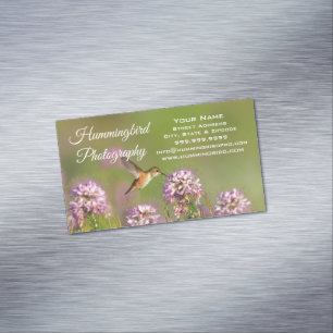 Tarjeta De Visita Magnética Colibrí y Wildflowers