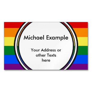 Tarjeta De Visita Magnética COLORES DE BANDERA DE RAINBOW + tu texto e ideas