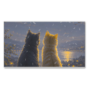 Tarjeta De Visita Magnética Compañeros bajo la luz de la luna – Dos gatos bajo