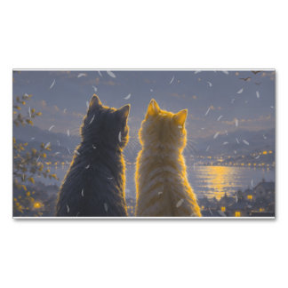 Tarjeta De Visita Magnética Compañeros bajo la luz de la luna – Dos gatos bajo