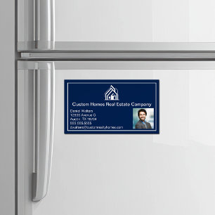 Tarjeta De Visita Magnética Compañía de bienes raíces Chic Navy Blue Realtor F